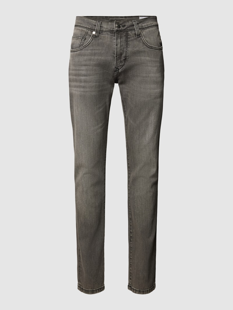 Tapered Fit Jeans in unifarbenem Design Modell 'Jaden' in graphit