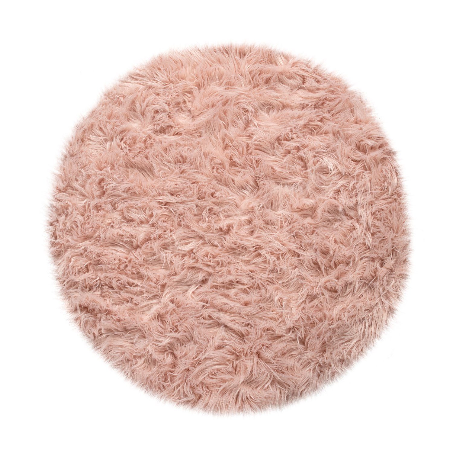 Fellteppich Wohnzimmer Hochflor Teppich Kunst-Fell Design, TT Home, rund, Höhe: 64 mm