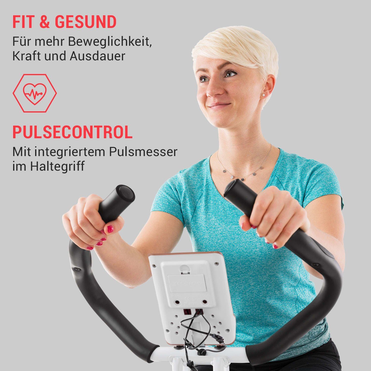Capital Sports Fahrradtrainer Azura Air Heimtrainer X-Bike SilentBelt Magnetwiderstand faltbar (Tablet-Halterung;Pulsmesser im Haltegriff;Trainingscomputer mit LC-Display), Standfahrrad Heimtrainer Hometrainer Fahrrad klappbar Cardio Trainingsgerät A