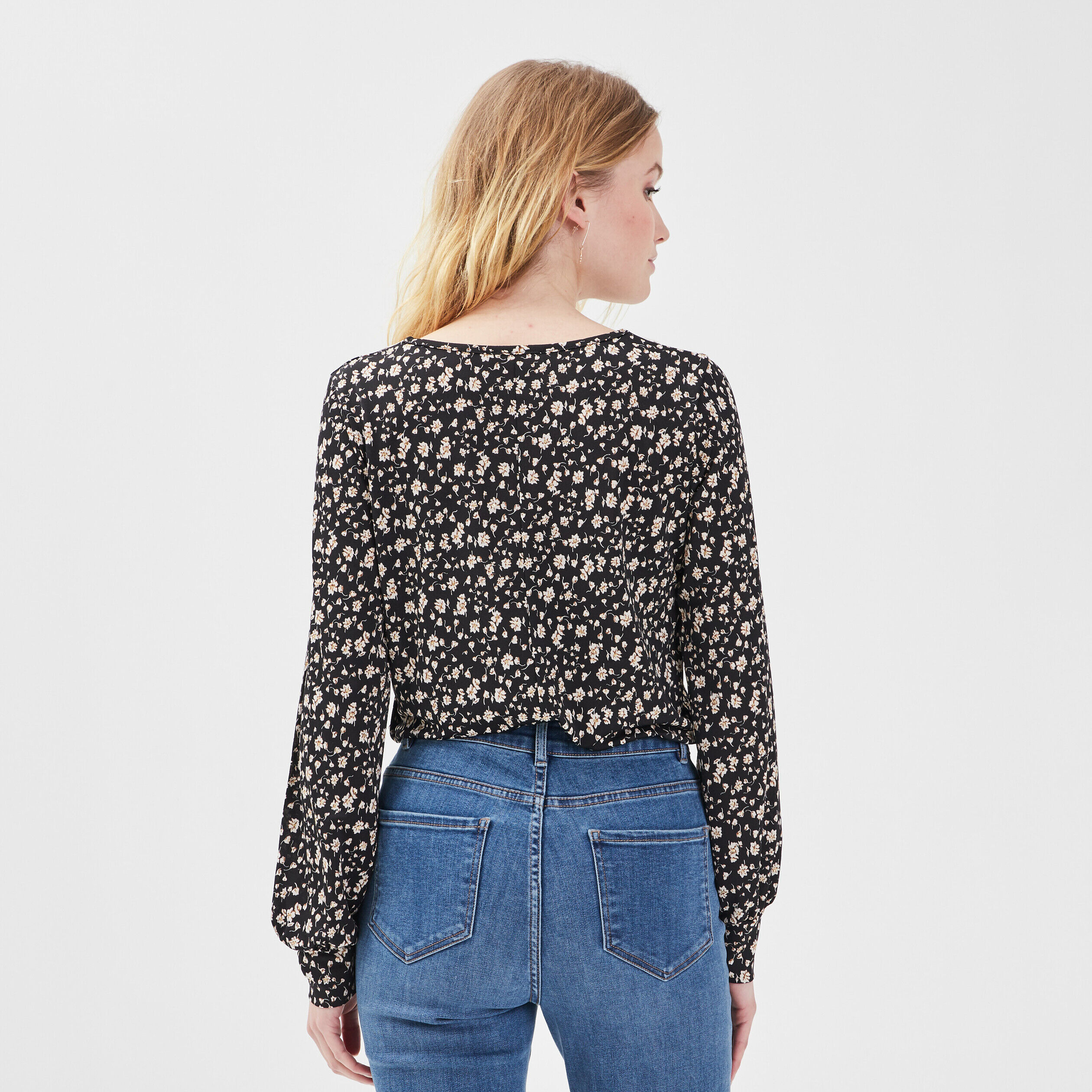 Blouse manches longues noir femme | Cache Cache