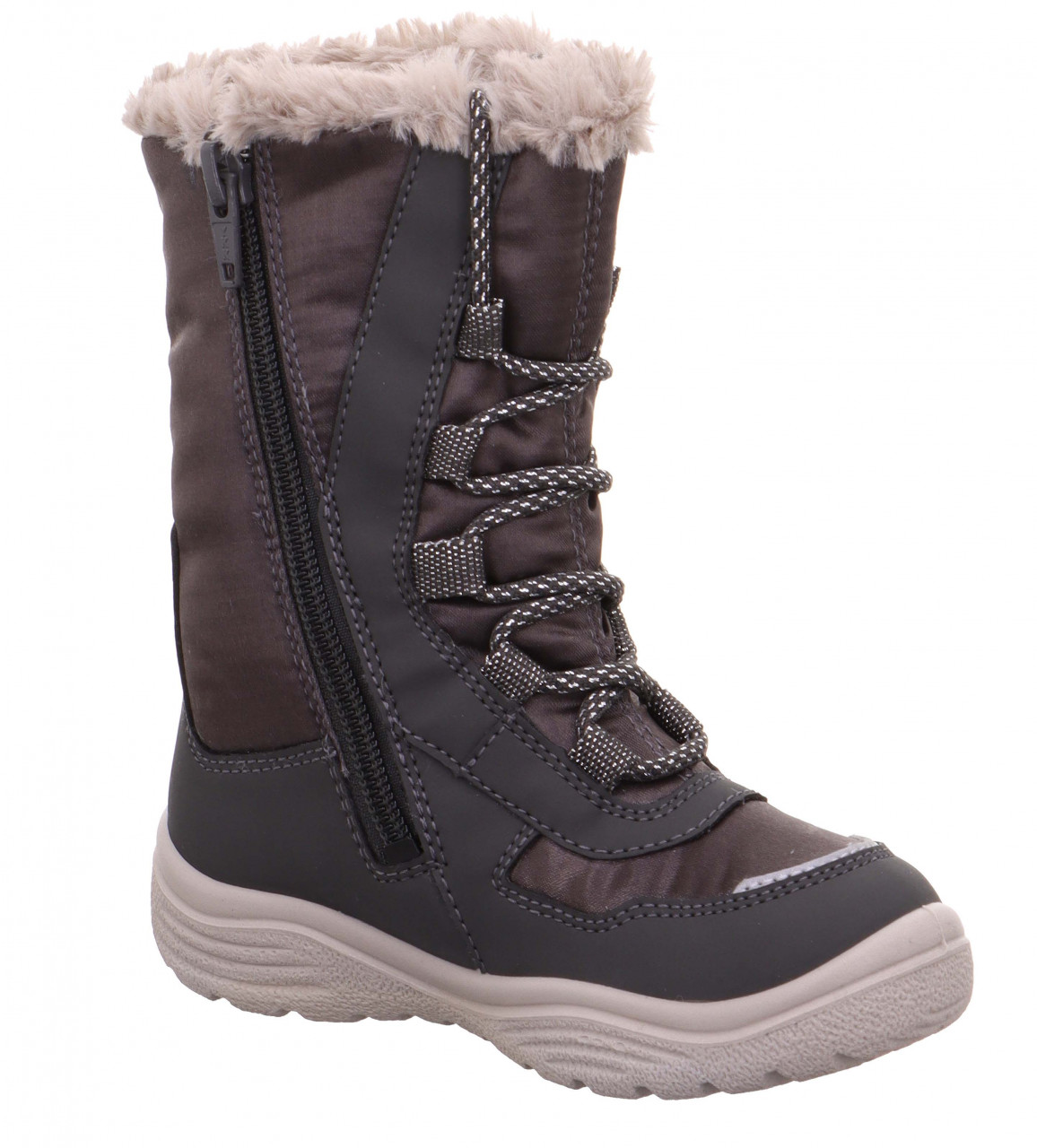 CRYSTAL - Grau Stiefel mit Reißverschluss