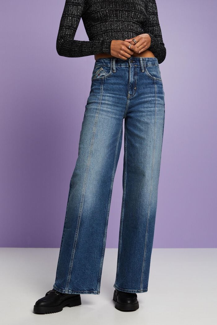 Retro-Jeans mit mittelhohem Bund und weitem Bein