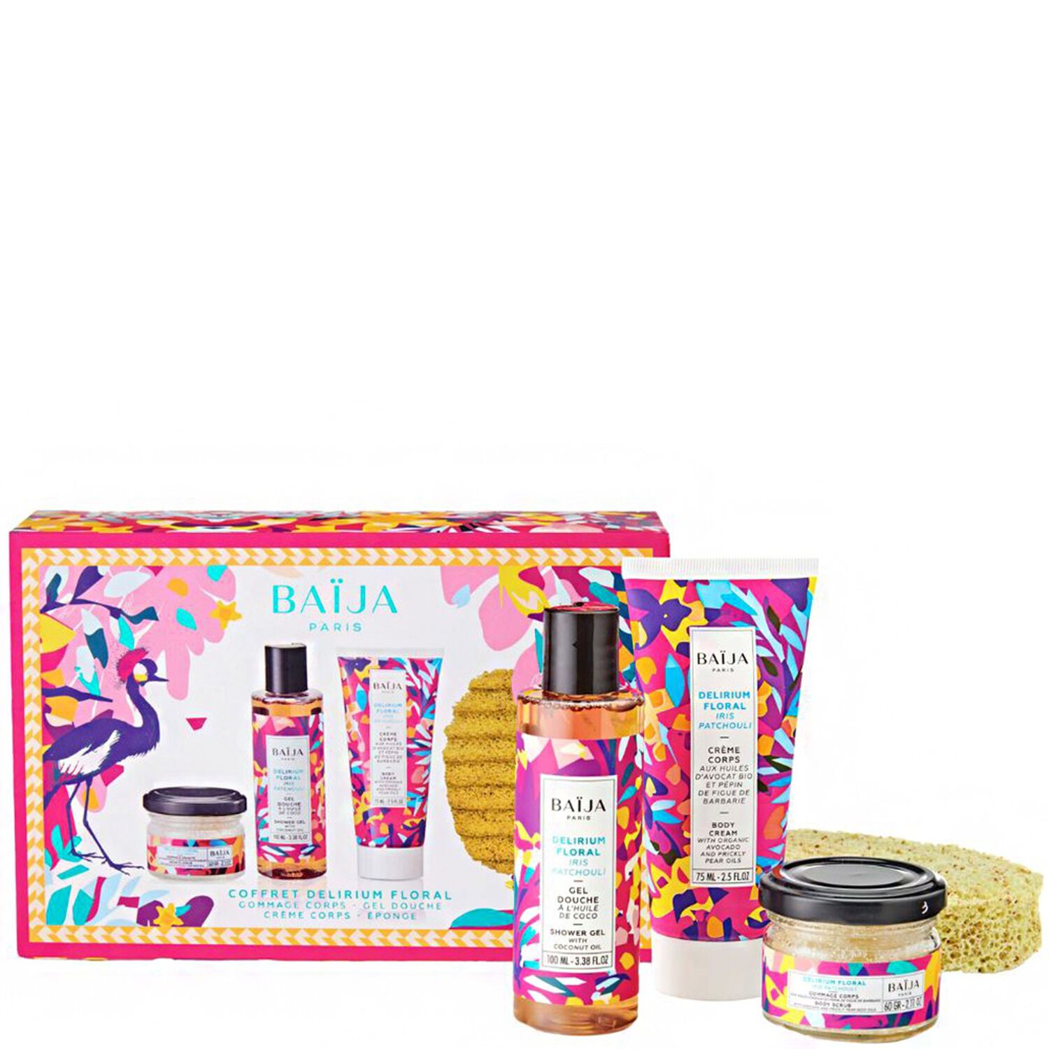 baïja Delirium Floral Coffret 3 soins corps + éponge
