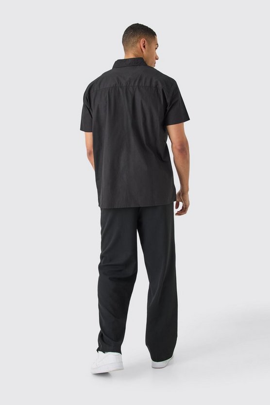 Kurzärmliges Oversize Hemd mit Blumen-Applikation