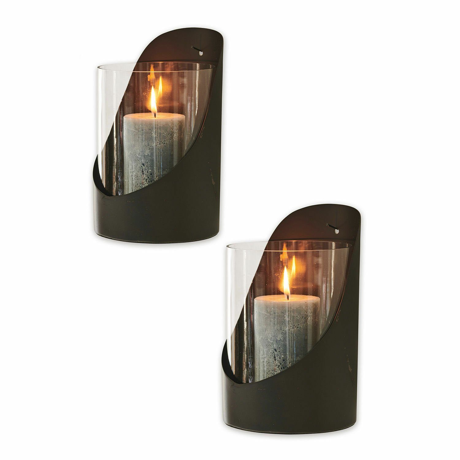 Mirabeau Windlicht Windlicht 2er Set Paillon schwarz/klar