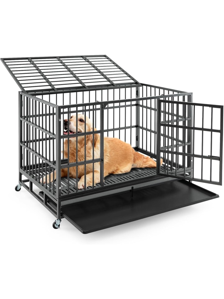 COSTWAY Hundekäfig faltbar 120x76x90cm in Schwarz günstig kaufen onesize