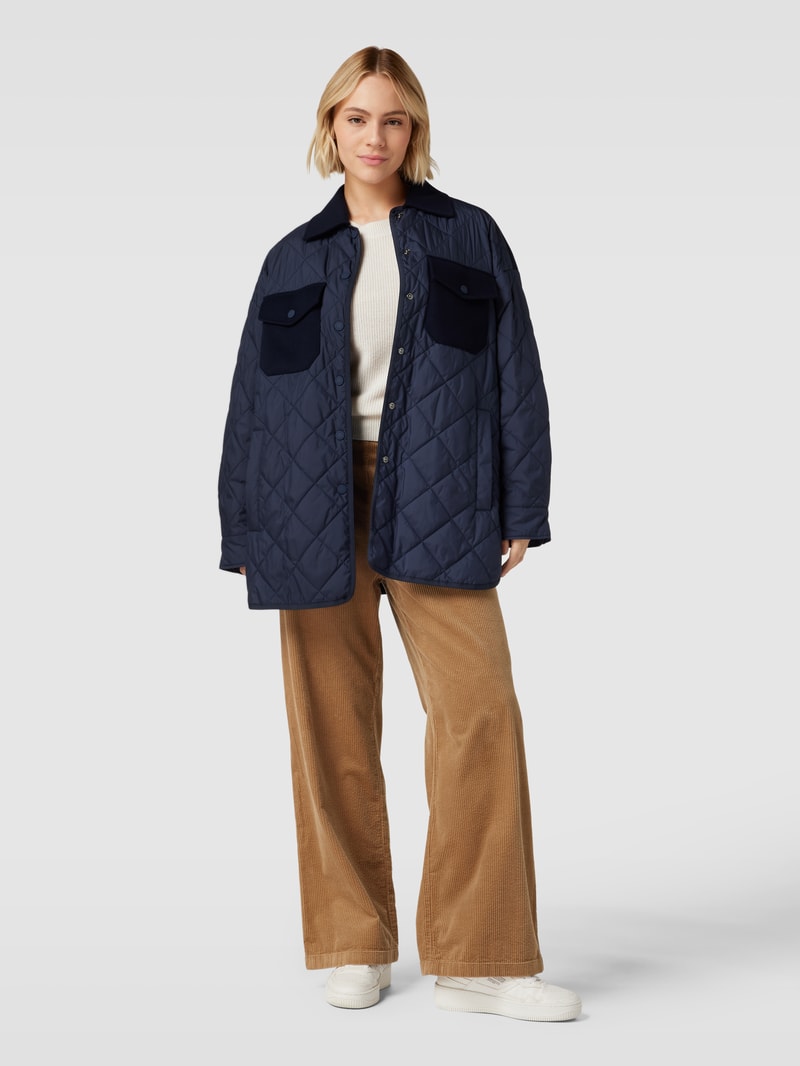 Steppjacke mit Bindegürtel Modell 'PAPRICA' in marineblau