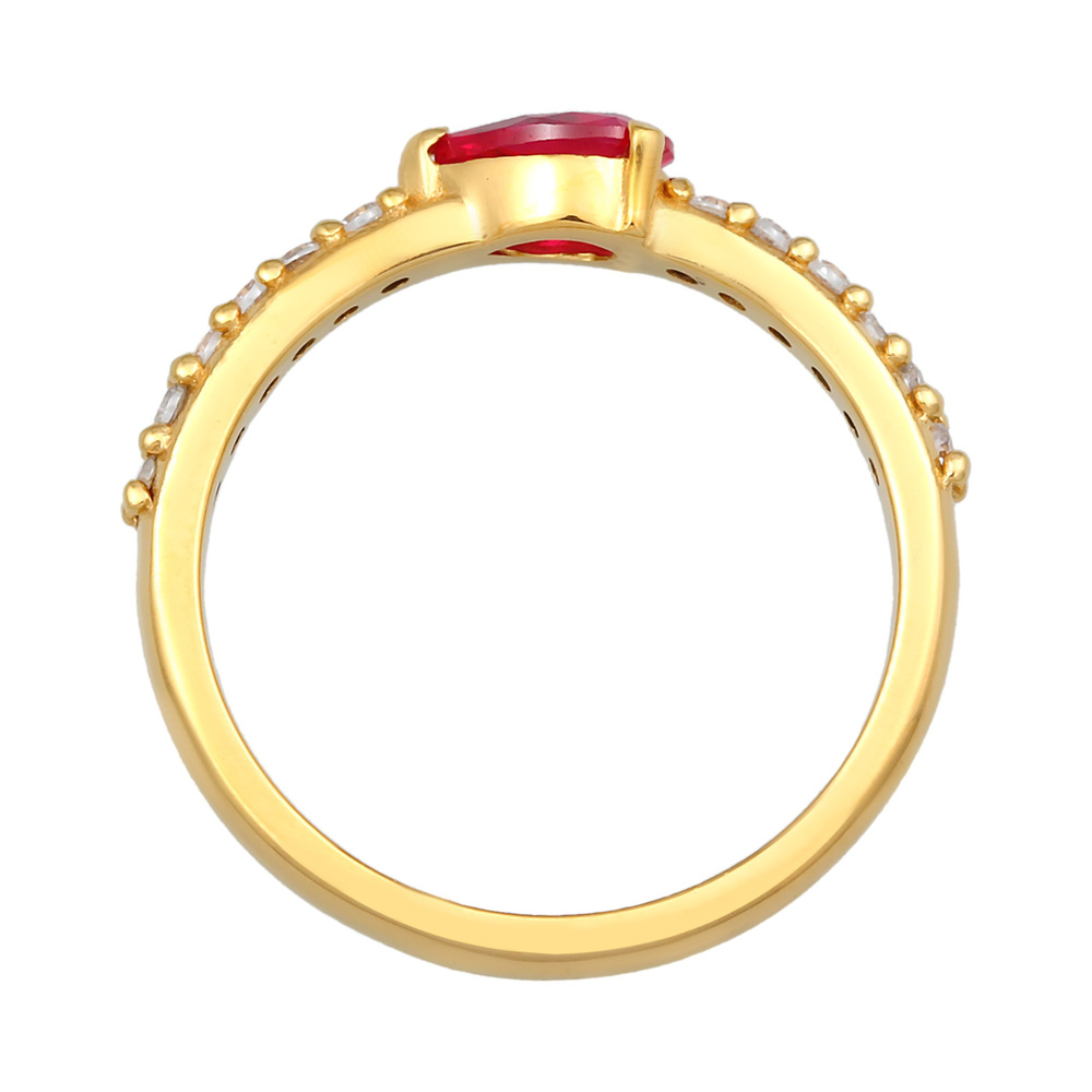Elli Elli Bague Femmes forme goutte élégante avec rubis synth. et cristaux de zirconiu Bague