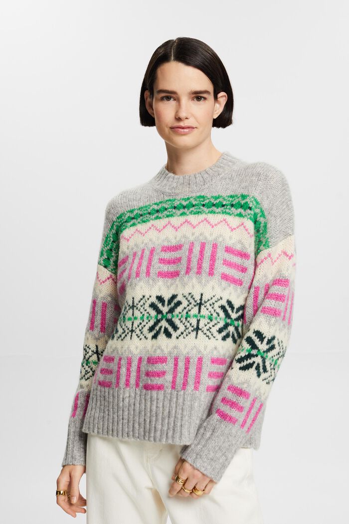 Jacquardpullover mit Rundhalsausschnitt