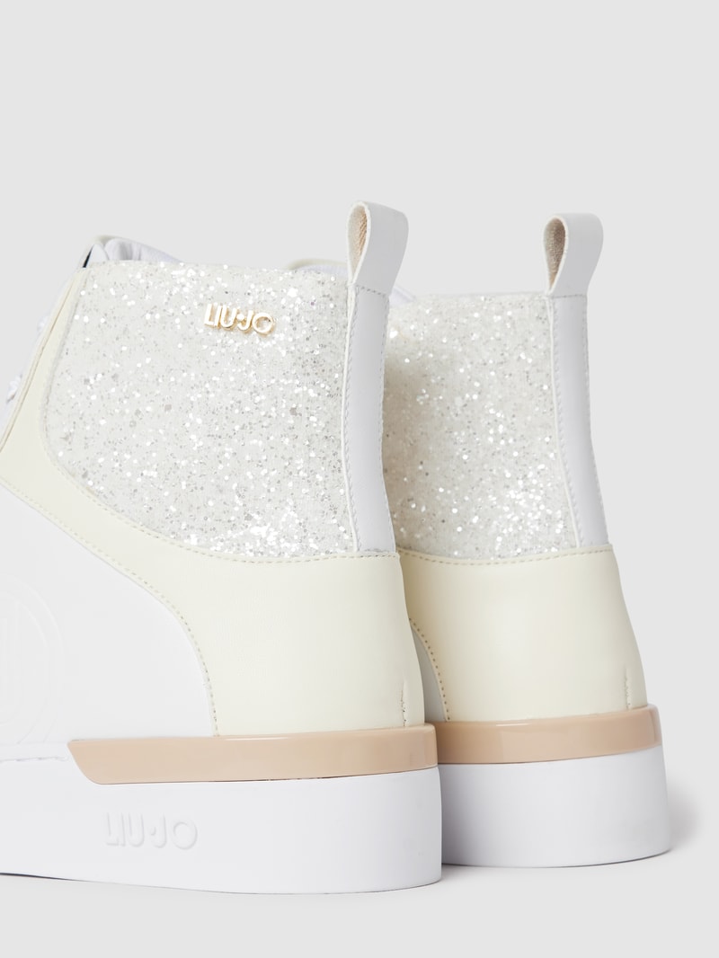 High Top Sneaker mit Paillettenbesatz Modell 'SILVIA' in weiß