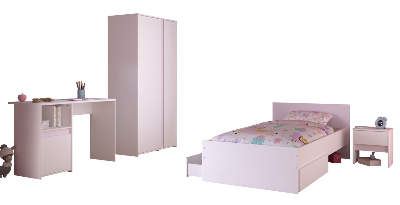 Parisot Kinderzimmer, 5-tlg., Pirouette 23 - Farbige Einsätze drehbar - Rosa oder Grau