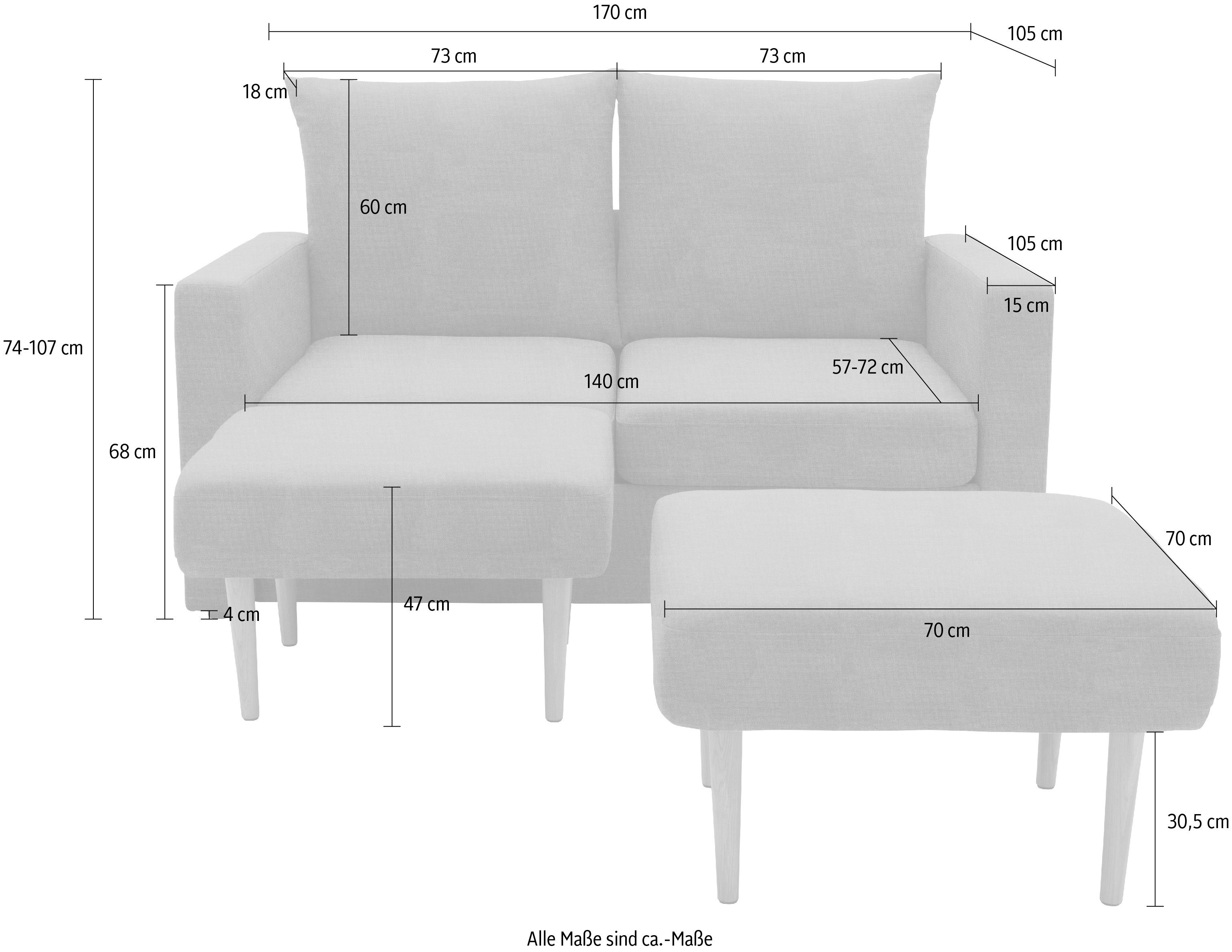 DOMO collection Sofa Slunce, 3 Teile, für Outdoor geeignet, Raumwunder, 2-Sitzer mit 2 Hockern