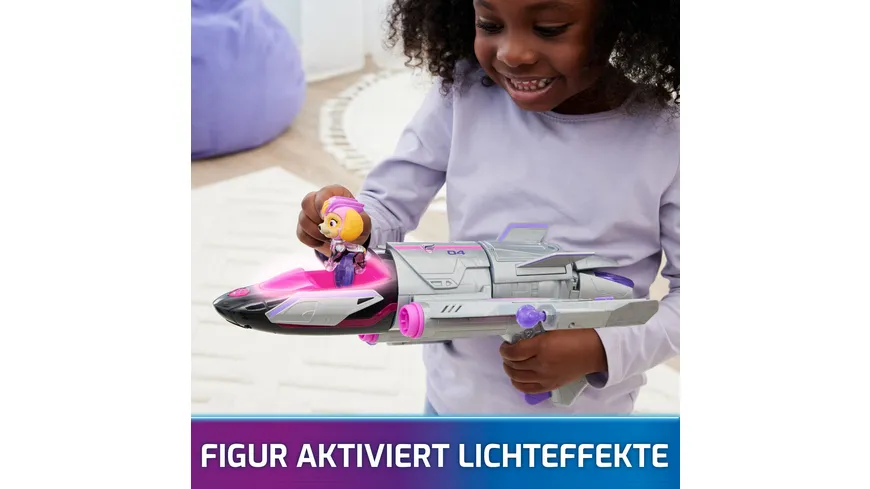 Spin Master - PAW Patrol: Der Mighty Kinofilm, Skyes Deluxe Superhelden-Jet inkl. Skye Figur, Licht und Geräuschen