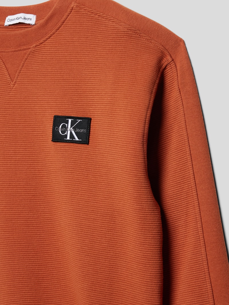 Sweatshirt mit Label-Applikation Modell 'OTTO' in orange
