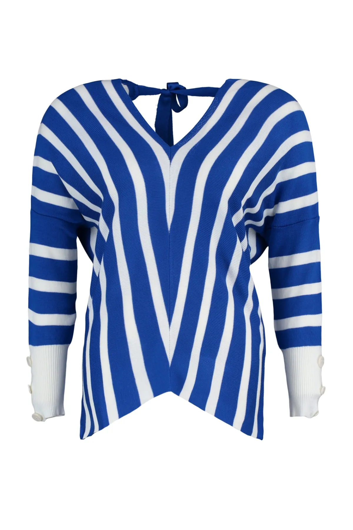 Trendyol Curve  Indigofarbener Strickpullover mit Fledermausärmeln TBBAW23AN00039