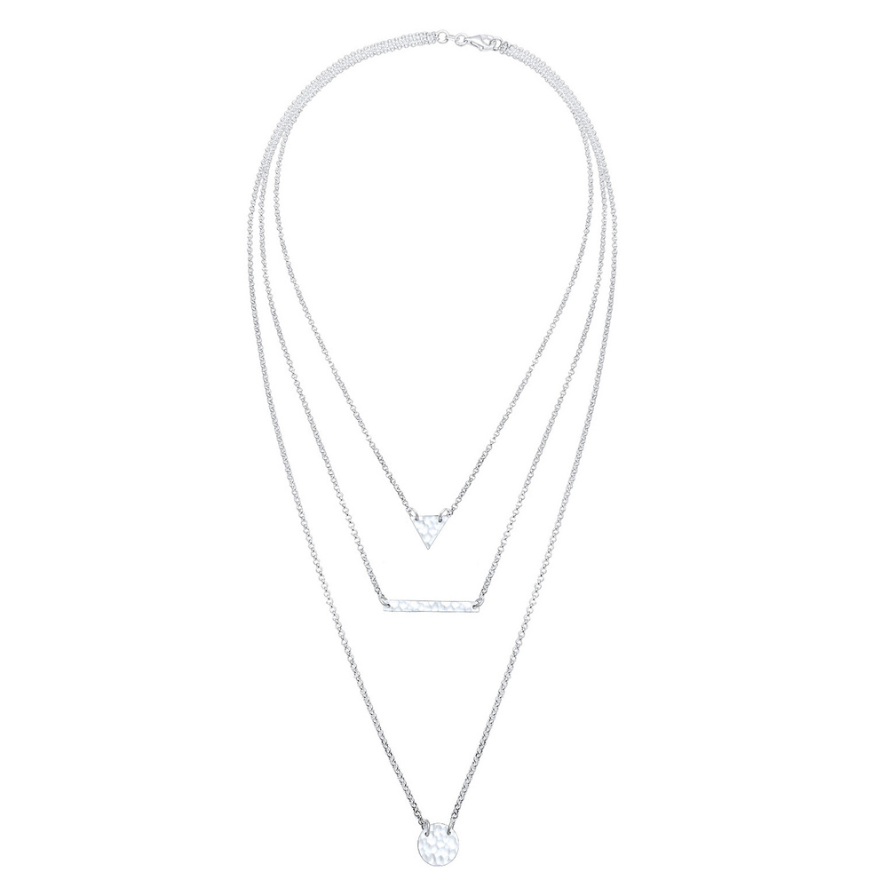 Elli Elli Collier Femme Triangle Géo Trois Couches -  (925/1000) Argent collier