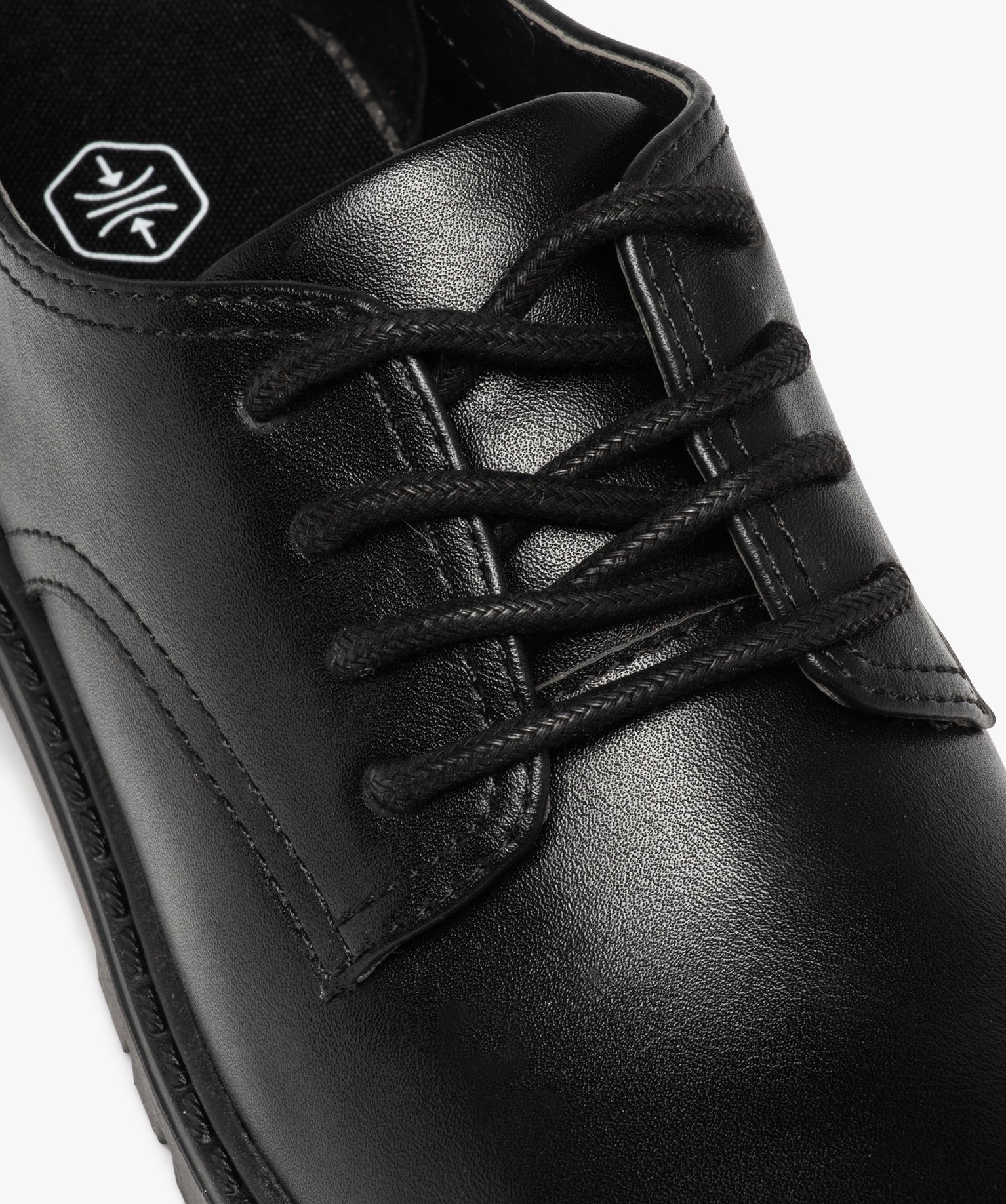 Derbies Garçon unis à semelle crantée fermeture lacets noir | GEMO