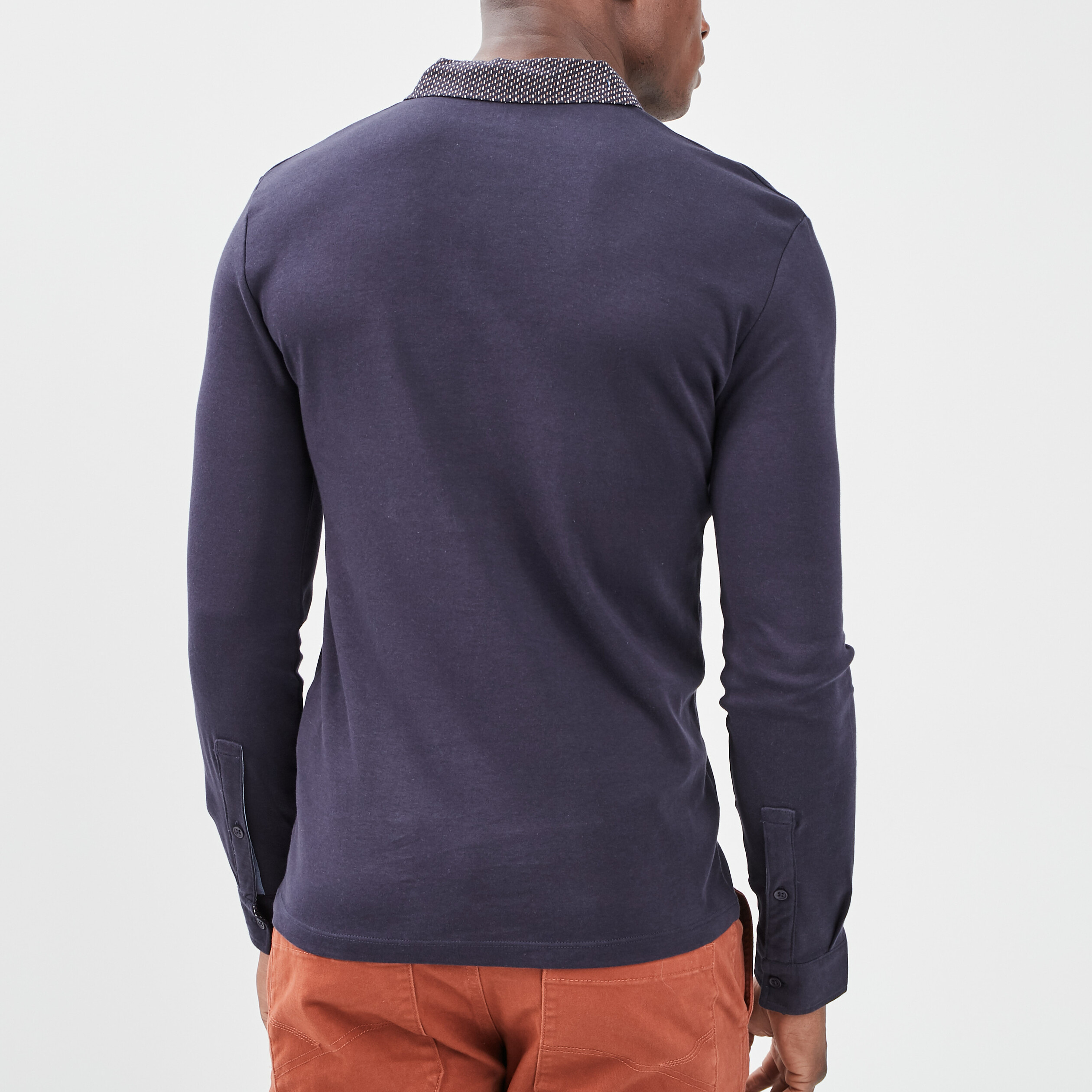 Polo manches longues bleu marine homme | La Halle