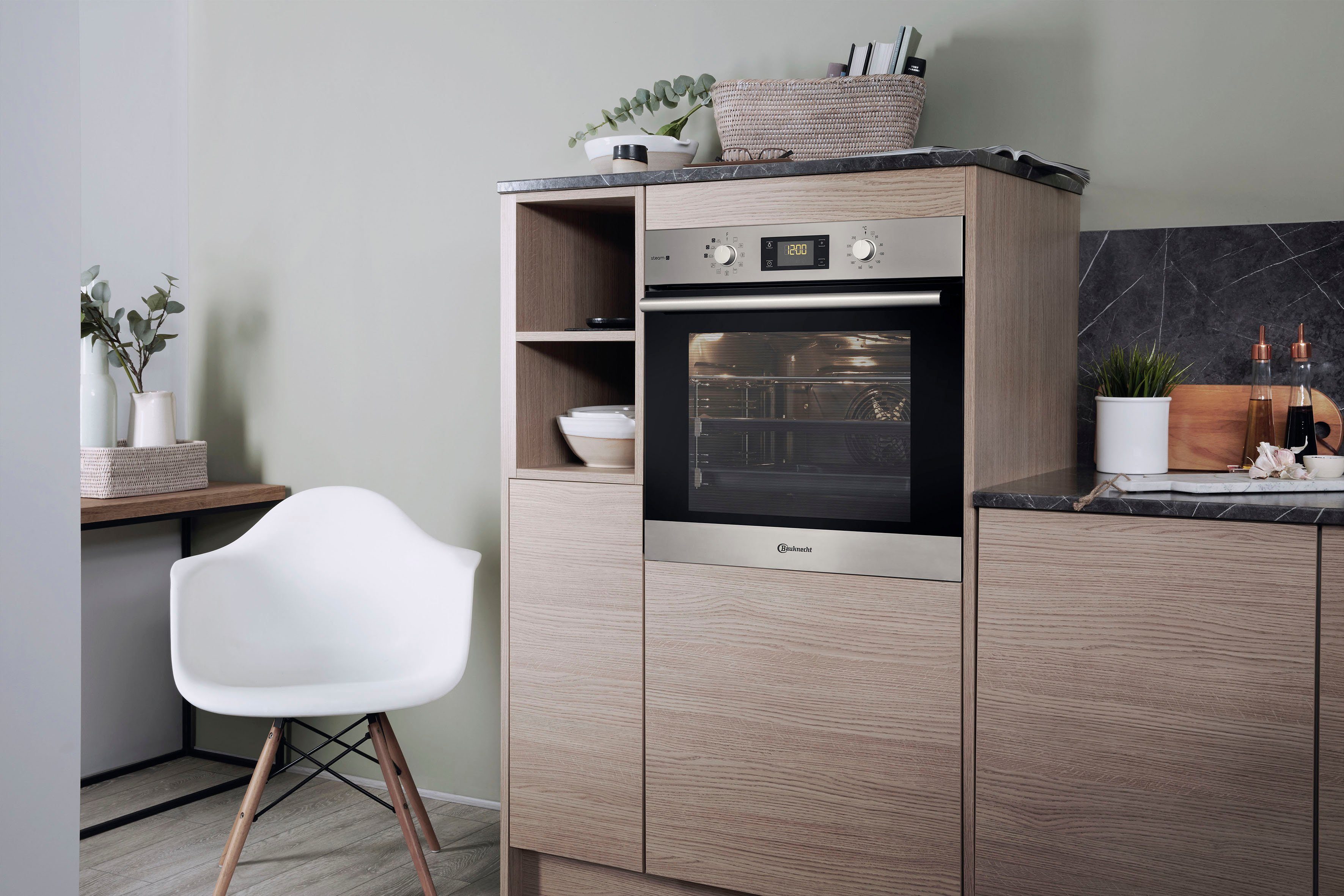 BAUKNECHT Backofen-Set BAKO 700 STEAM, mit 2-fach-Teleskopauszug