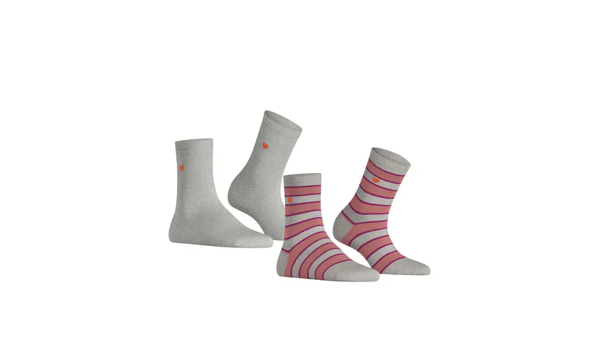 ESPRIT Damen Socken Block Stripe 2er Pack grau