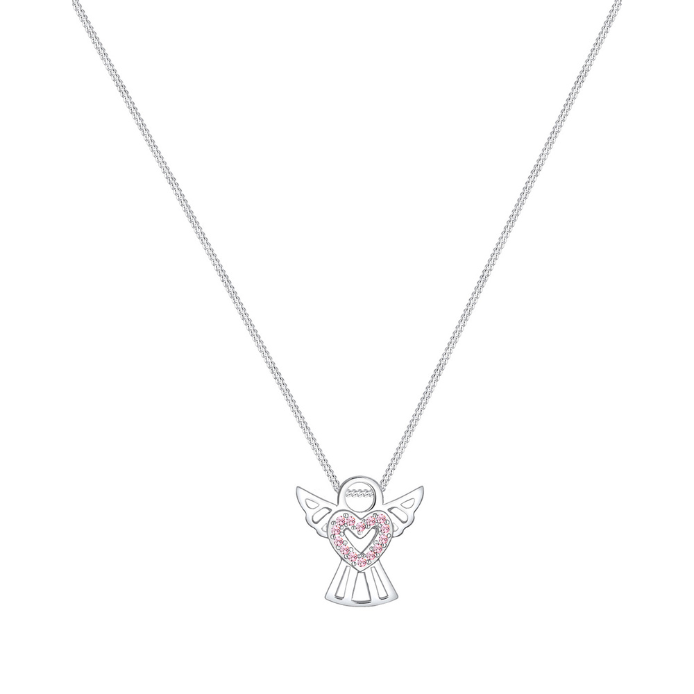 Elli Elli Collier Femme Coeur l'Ange Cristal - (925/1000) Argent collier