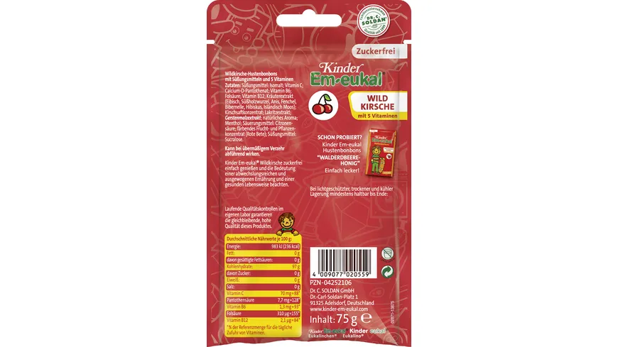 Kinder Em-eukal Hustenbonbon zuckerfrei 75 g