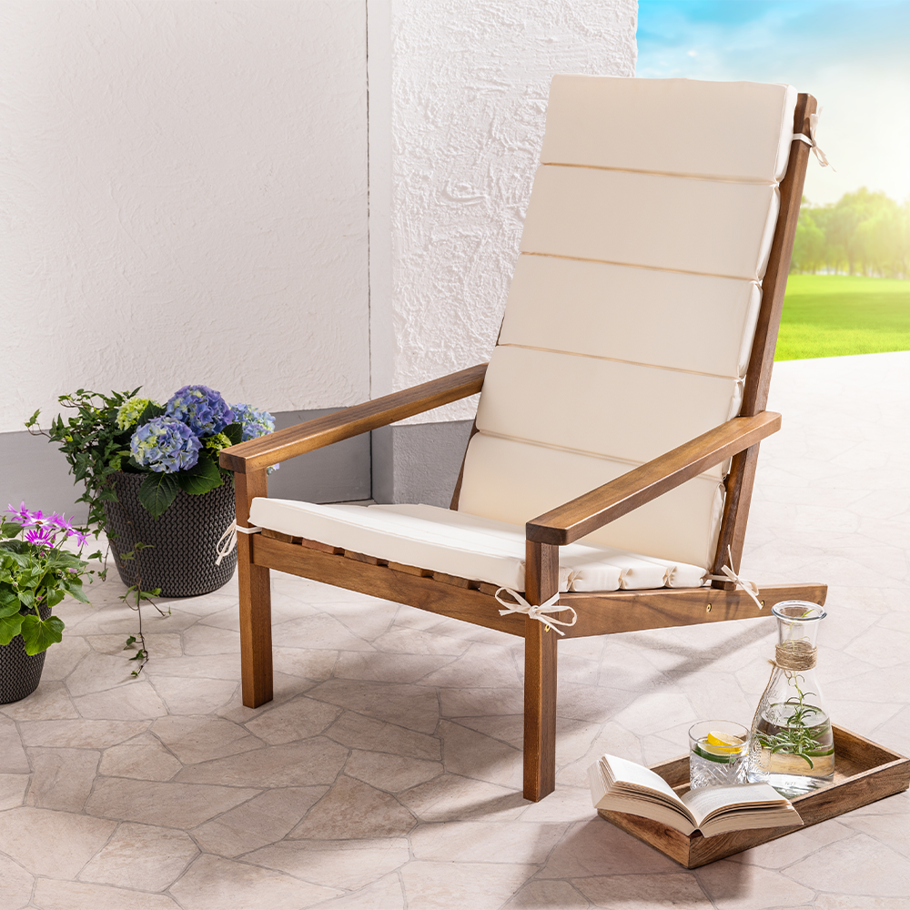 HC Garten & Freizeit Adirondack Liegestuhl aus Akazie inkl. Kissenauflage