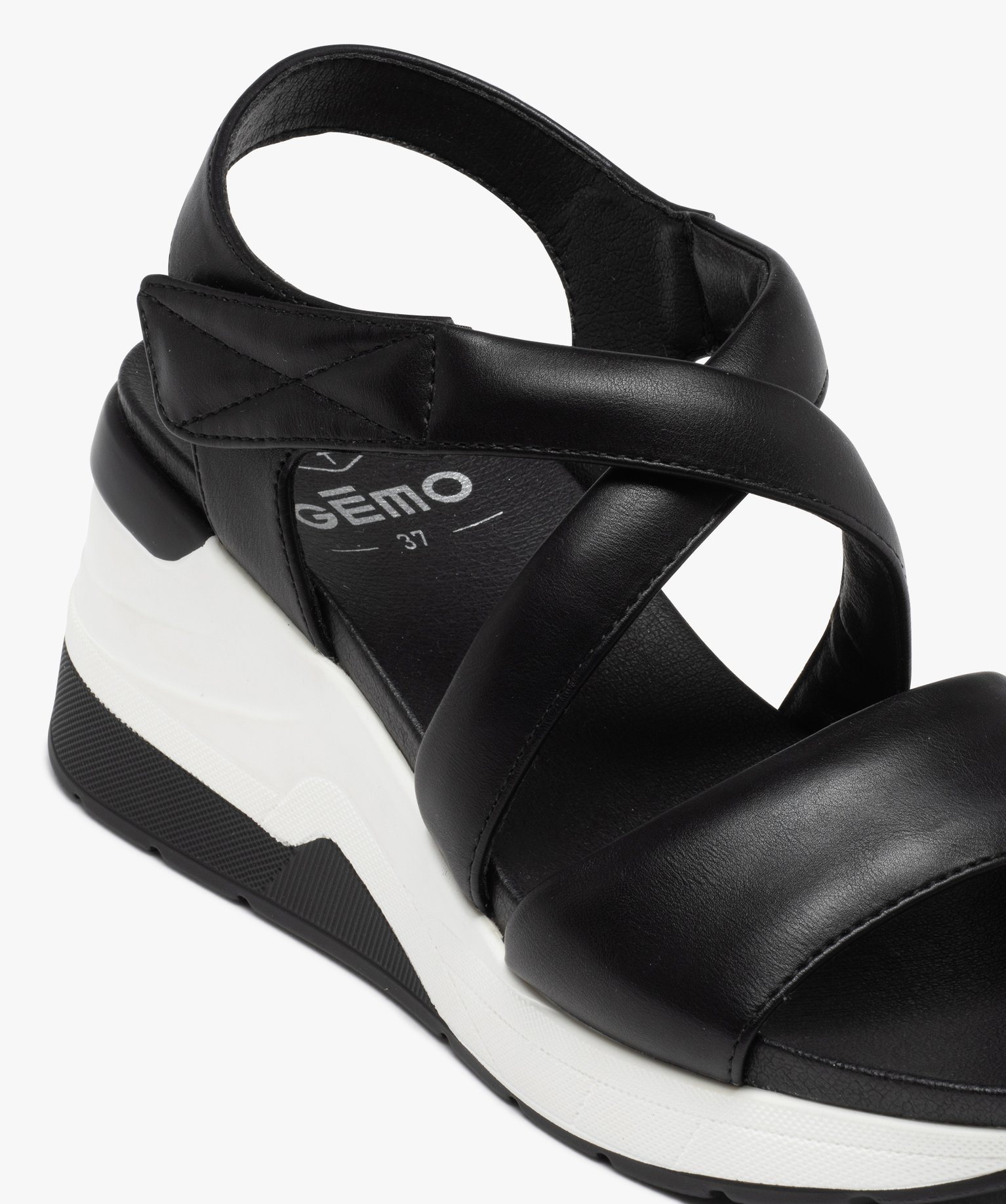 Sandales femme compensées style baskets à brides unies noir | GEMO