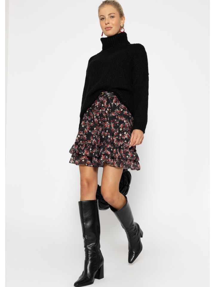 SASSYCLASSY Volants Rock mit Rüschen in Schwarz, Rot günstig kaufen S