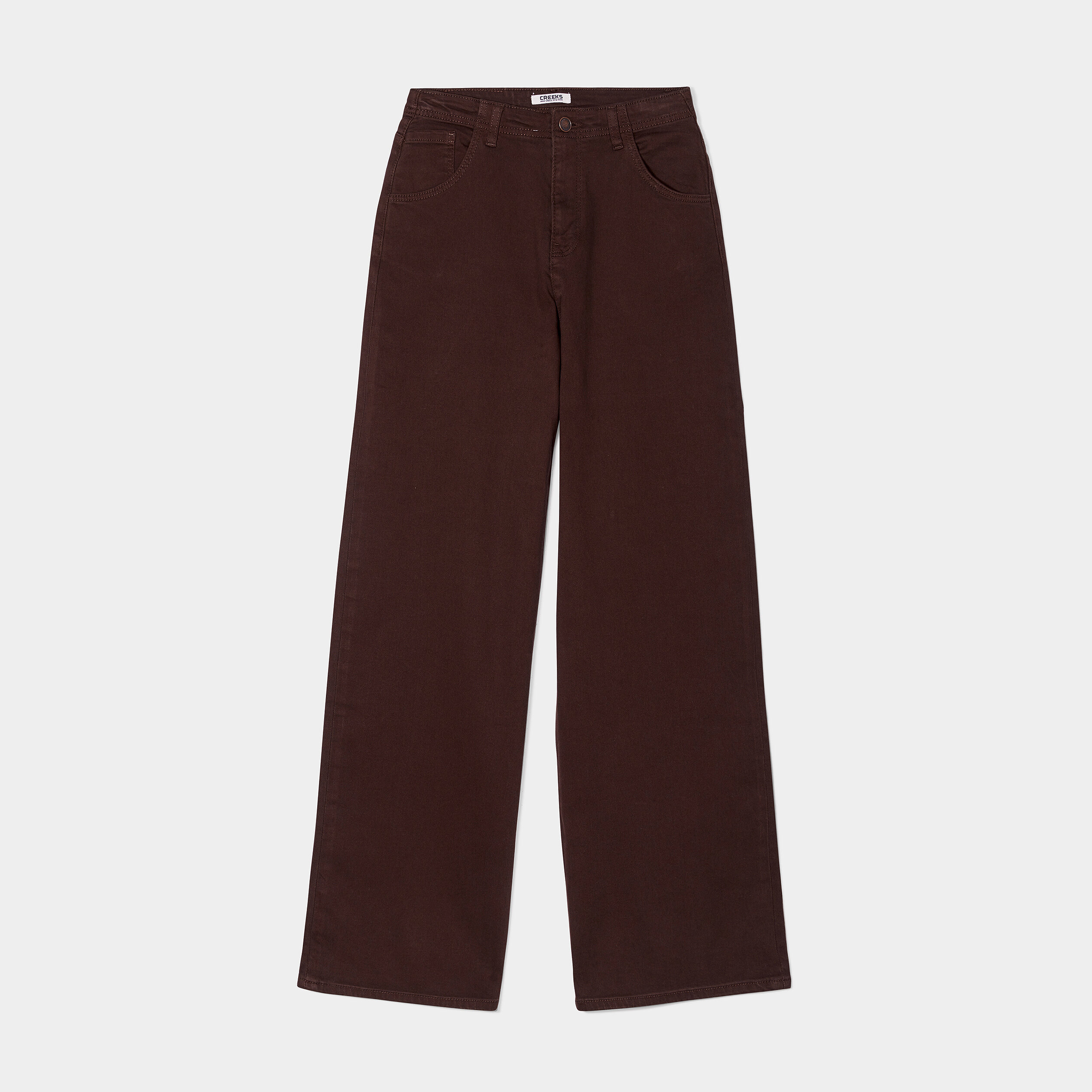 Pantalon large taille haute marron foncé femme | La Halle