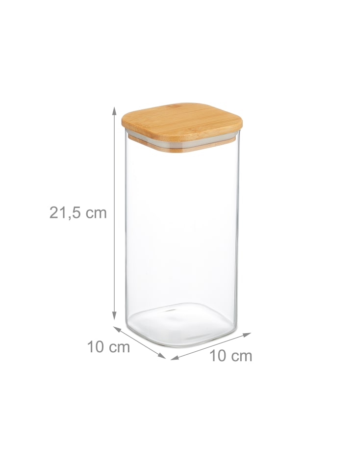relaxdays 3 x Vorratsglas in Transparent/ Natur - 1500 ml günstig kaufen onesize