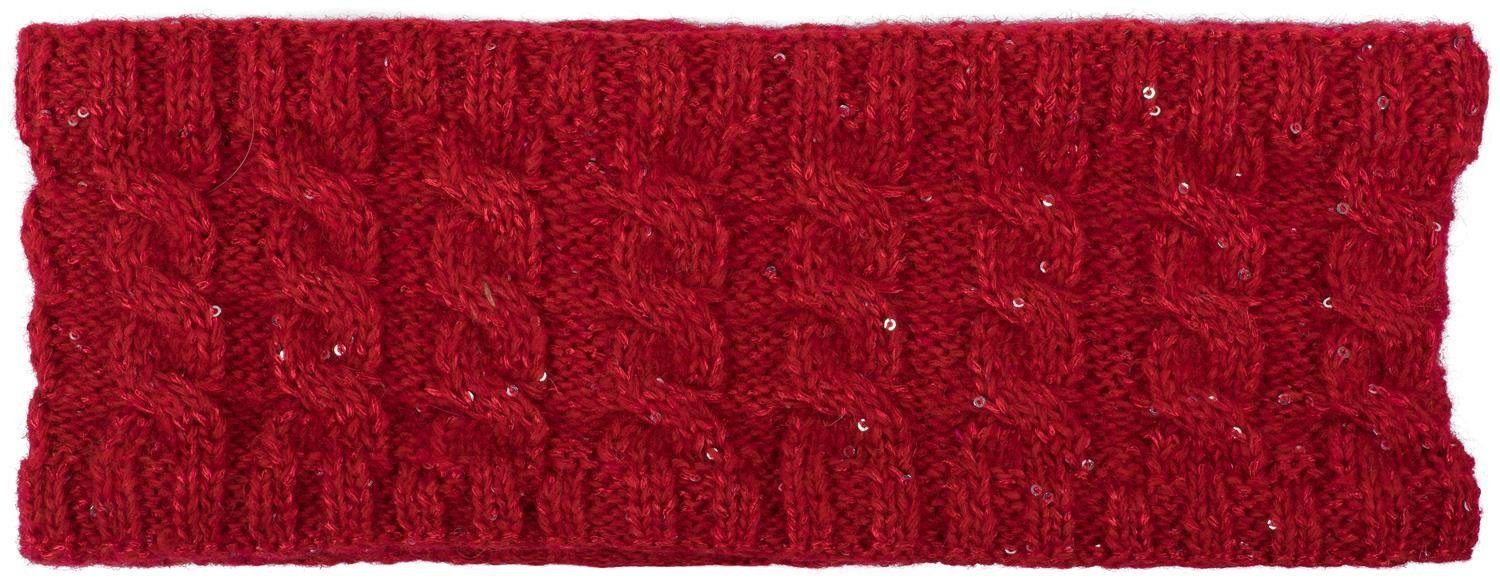 styleBREAKER Stirnband (1-St) Strick Stirnband Zopfmuster Pailletten