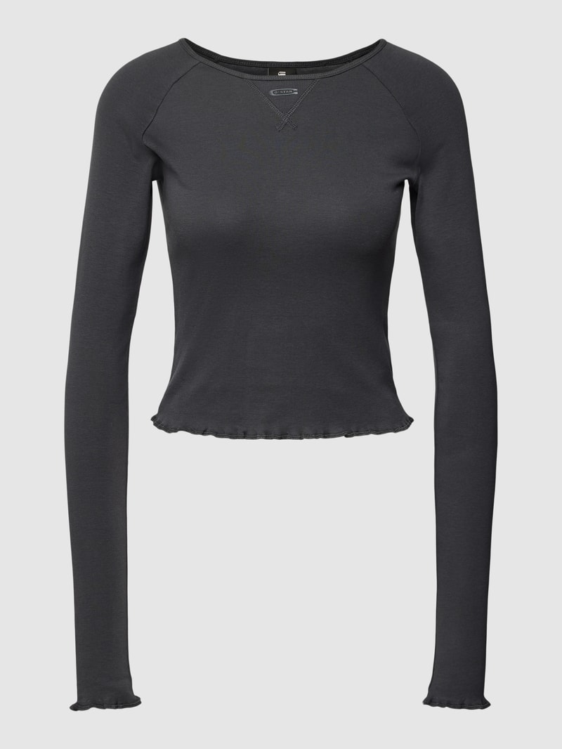 Cropped Longsleeve mit Wellensaum in anthrazit