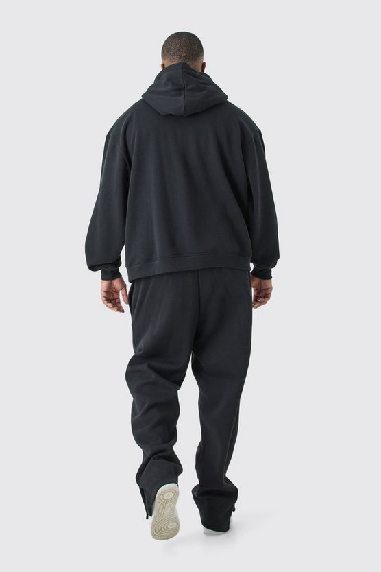 Plus kastiger Oversize Trainingsanzug mit geteiltem Saum