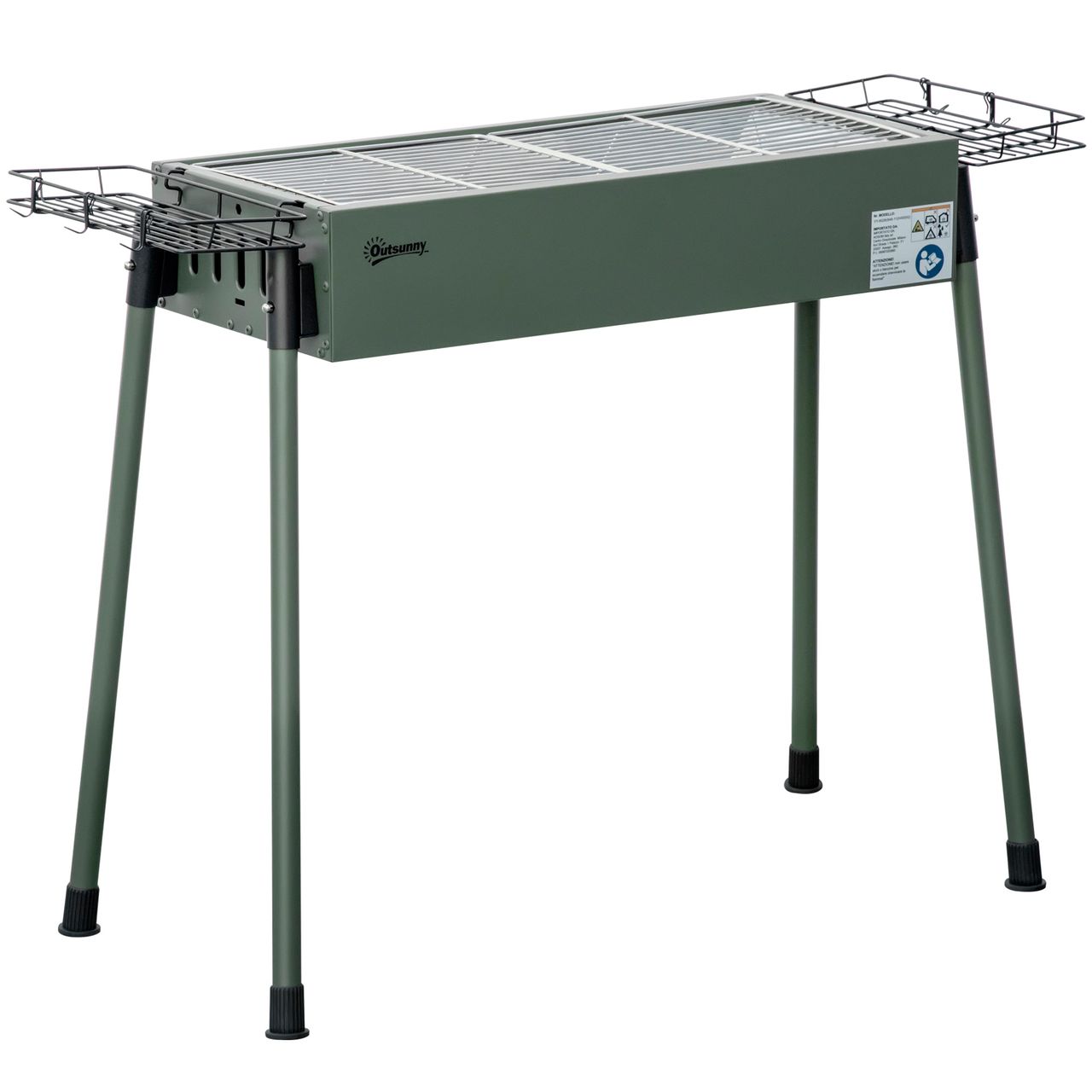 Outsunny Holzkohlegrill Anti-Rutsches Campinggrill mit Grillrost, Grillrost-Clip