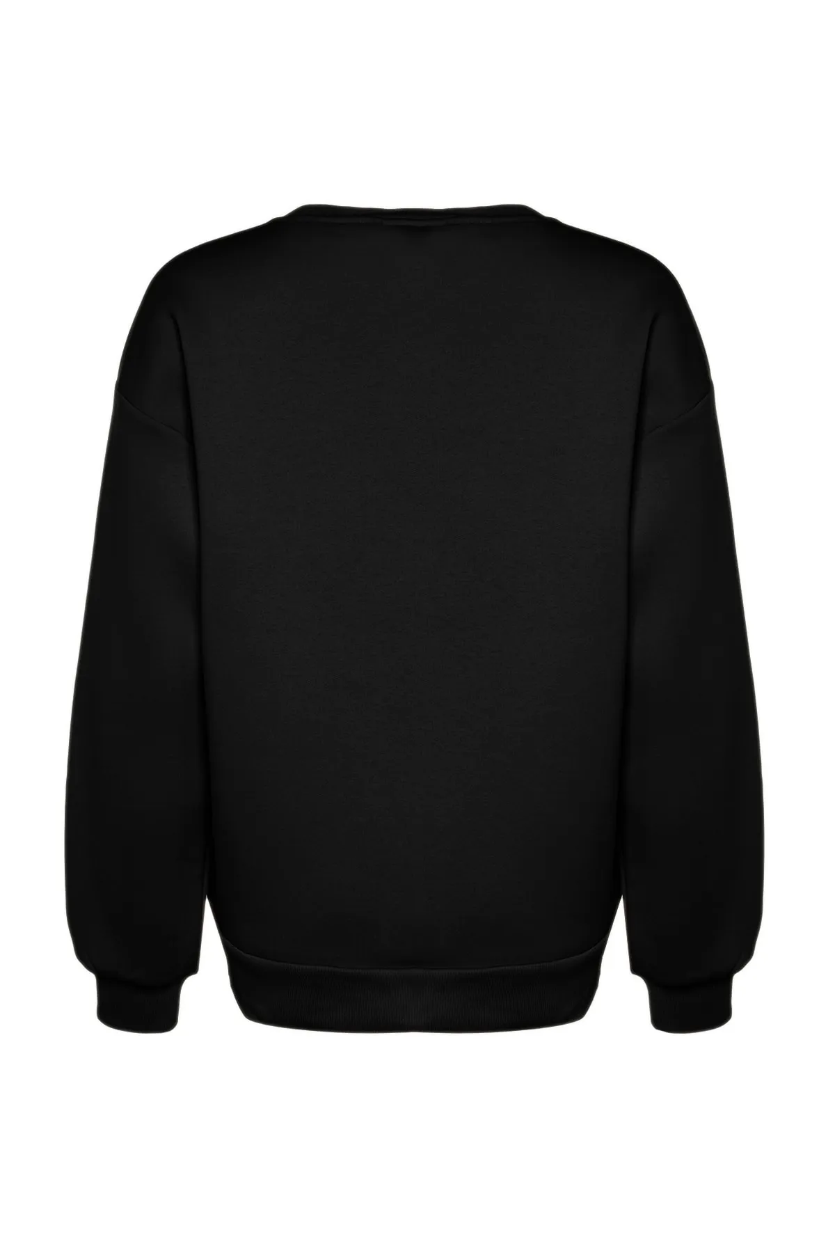 Trendyol Collection  Schwarzes Oversize/Bol Cut Rundhals-Sweatshirt aus dickem Fleece mit Innenfutter TWOAW24SW00102