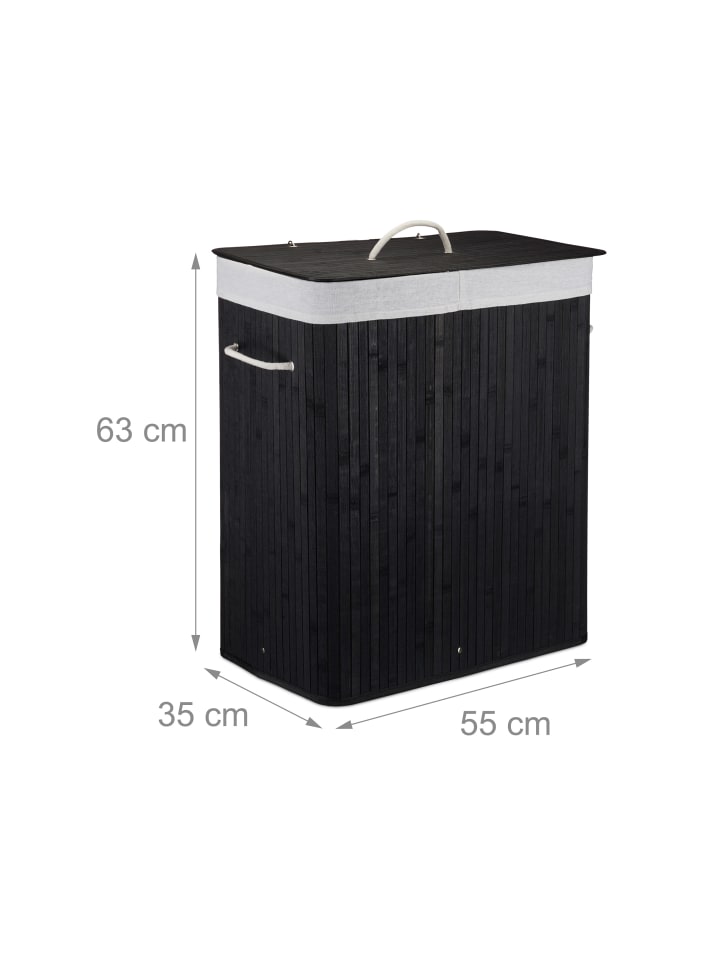 relaxdays Wäschekorb in Schwarz - (B)55 x (H)63 x (T)35 cm günstig kaufen onesize