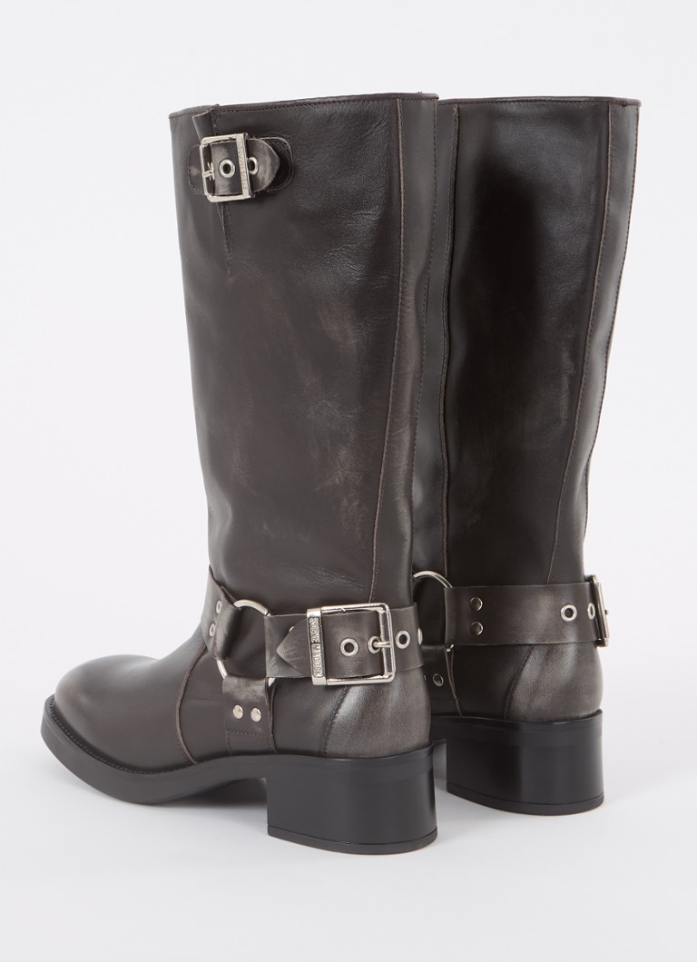 Ghete biker Steve Madden Beau din piele cu detalii cu cataramă