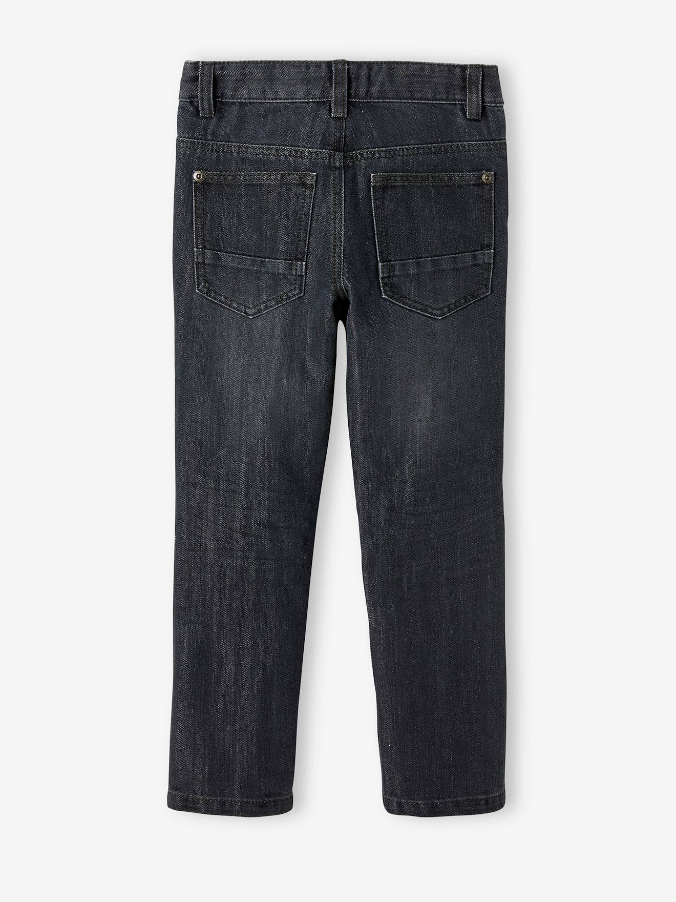 Jean droit indestructible garçon avec découpes genoux denim gris