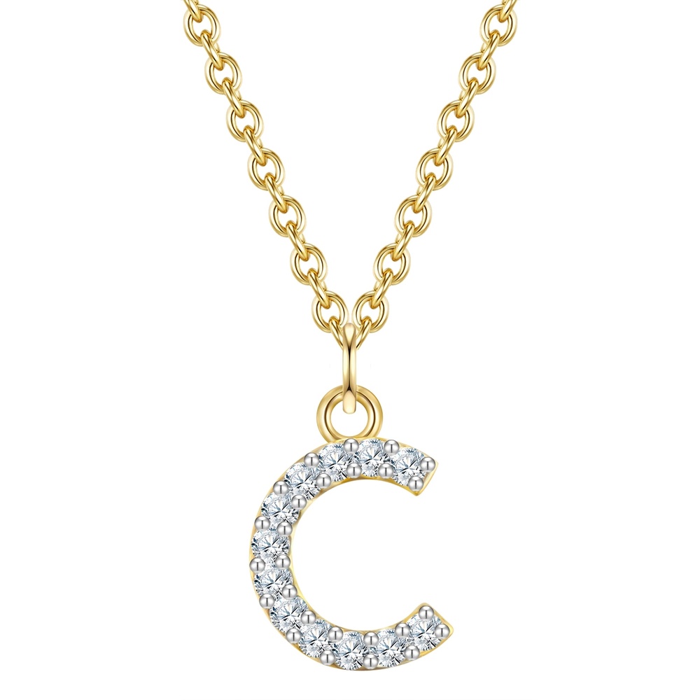 Glanzstücke München Collier en argent Lettre C Argent sterling Oxyde de zirconium (CZ) en Or jaune collier