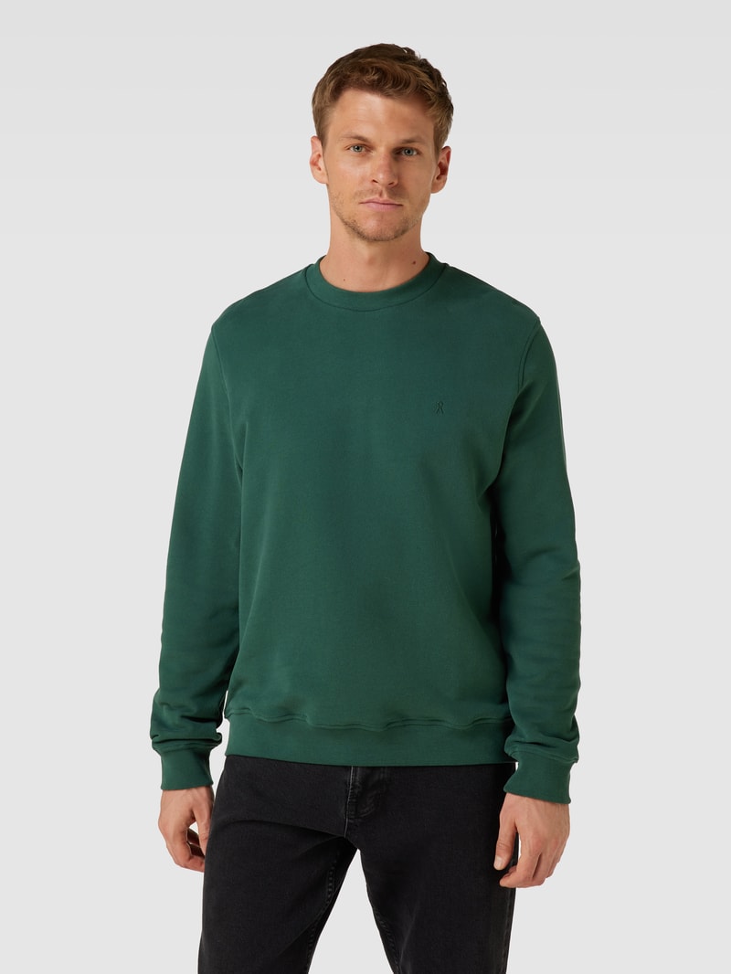 Sweatshirt mit Logo-Stitching Modell 'BAARO' in dunkelgrün