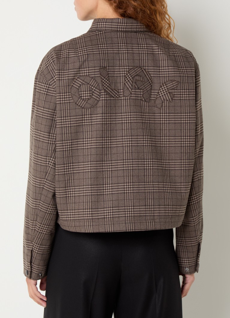 OLAF Jacket in wool blend with checked design and logo
