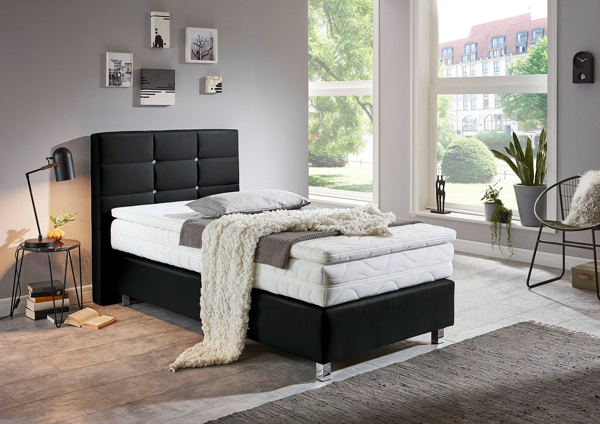 Westfalia Schlafkomfort Boxspringbett, mit Knöpfen in Kristalloptik, wahlweise mit Topper