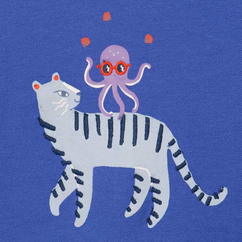 Sweat bébé garçon poulpe et tigre bleu Catimini