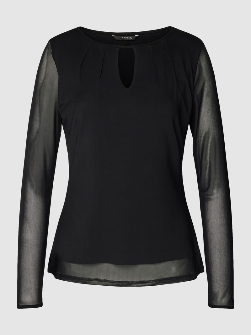 Longsleeve mit Schlüsselloch-Ausschnitt in schwarz