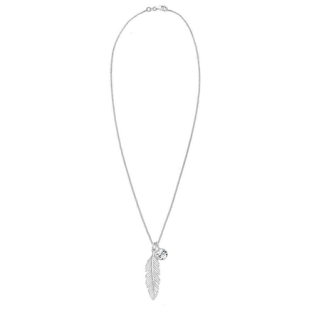 Elli Elli by Julie & Grace Collier Femme Plume Cristal en Argent Sterling 925, Collier collier
