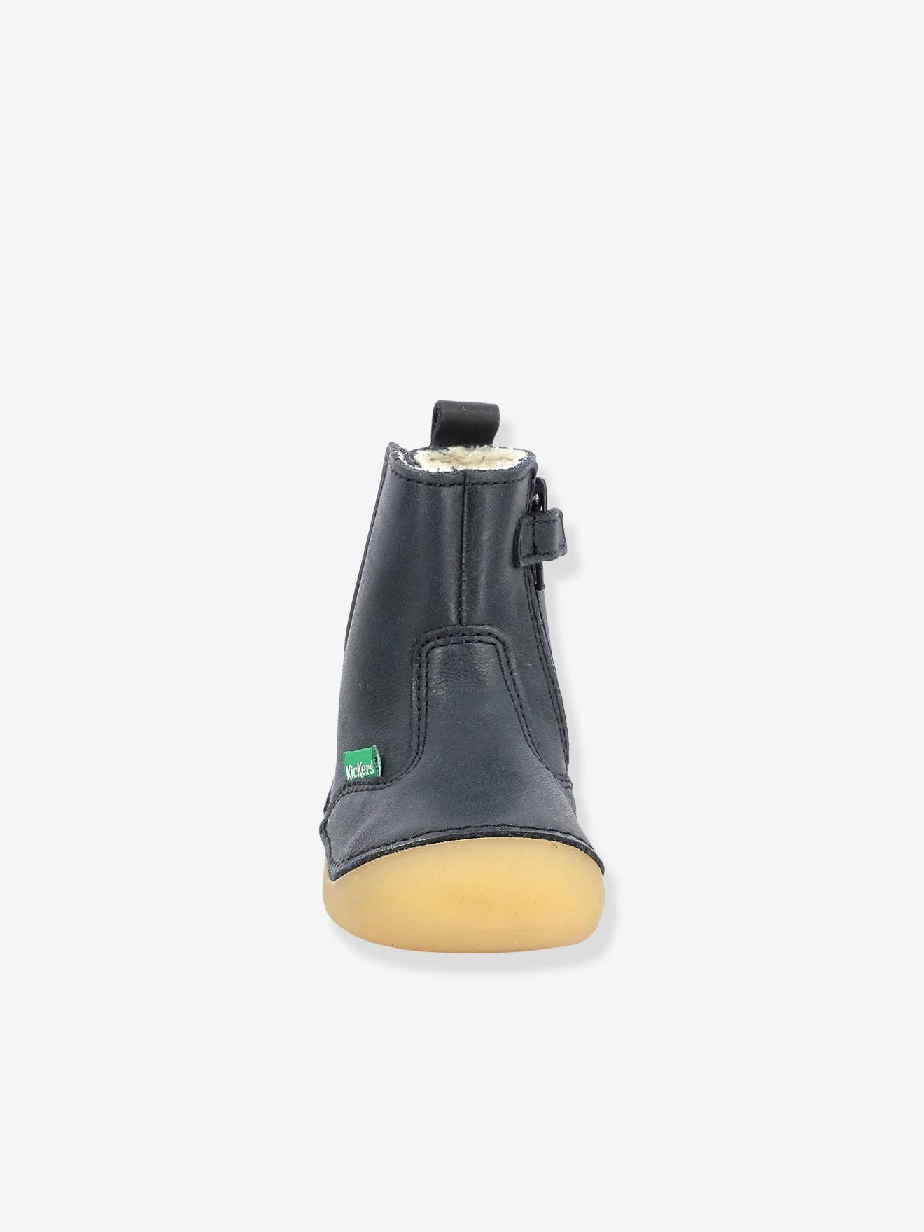 Boots fourrées cuir bébé garçon Socool Cho KICKERS® 1ers pas camel