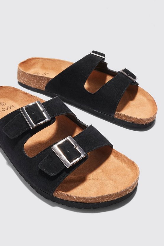 Sandalen aus Wildlederimitat mit Schnalle