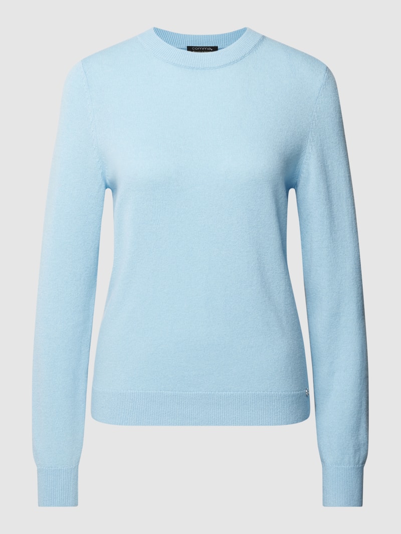 Strickpullover mit Rundhalsausschnitt in hellblau meliert