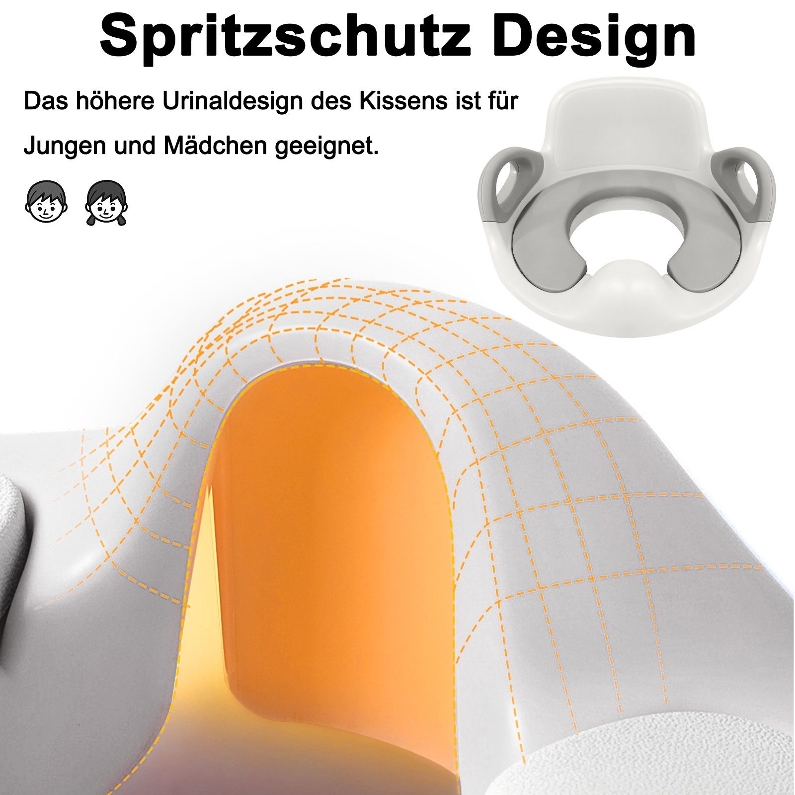UISEBRT Kinder-WC-Sitz Toilettensitz WC Sitz, mit Spritzschutz, Griffe